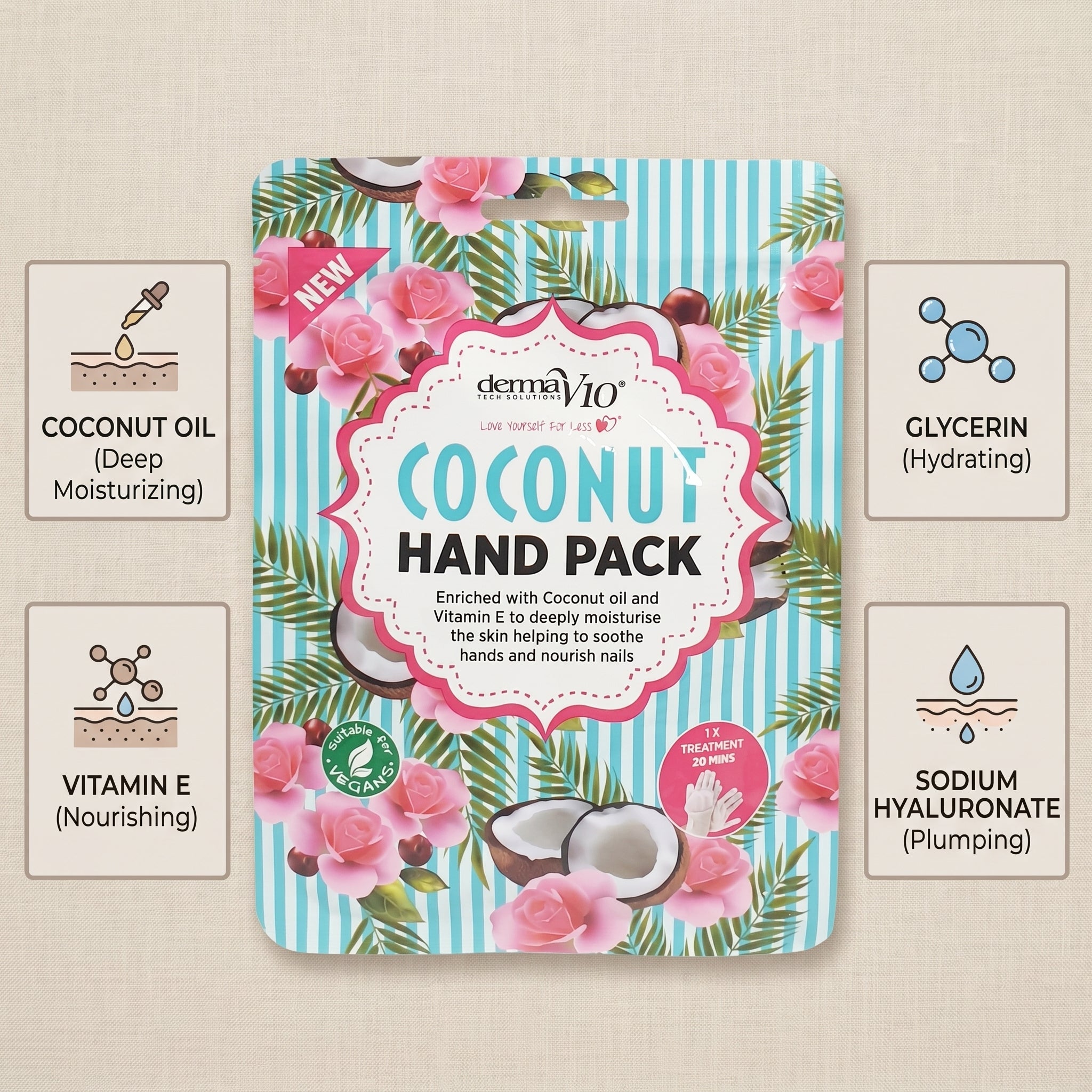 Derma V10 Coconut Hand Pack