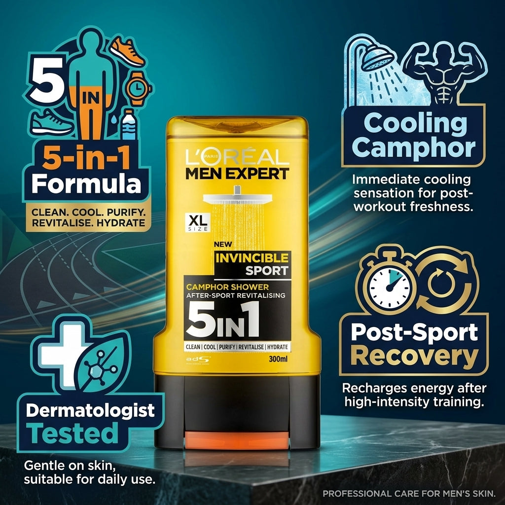 L'Oreal Men Expert Invincible Sport After Sport Shower Gel 5 in 1 300ml