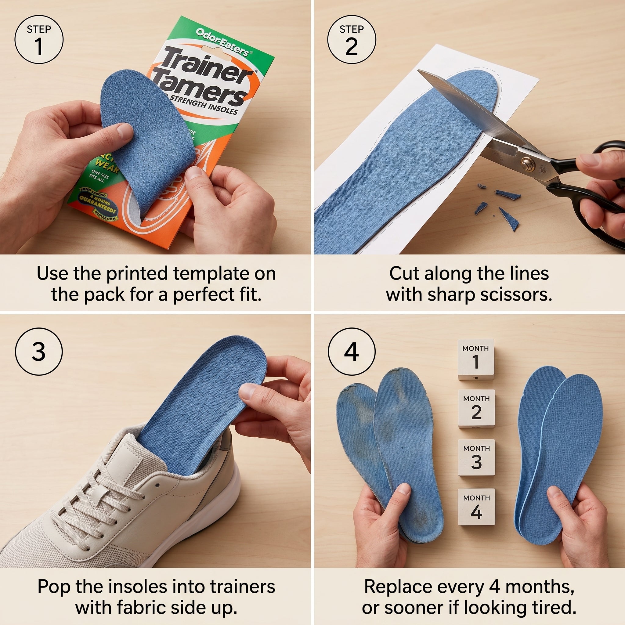 Odor-Eaters Trainer Tamers Super Strength Insoles 1 Pair