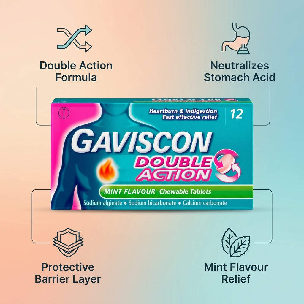Gaviscon Double action Mint Flavour 12 Tablets