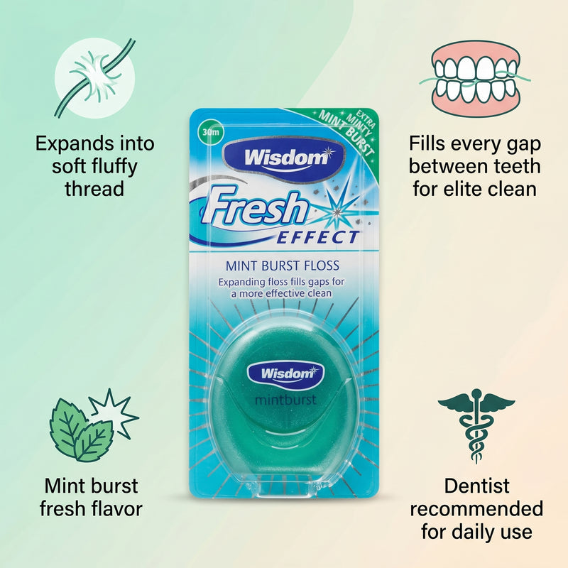 Wisdom Fresh Effect Mint Burst Expanding Floss 30m