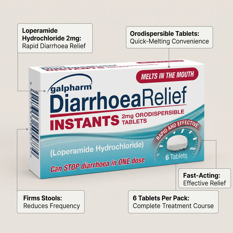 Galpharm Diarrhoea Instant Tabs 6's Loperamide 2mg