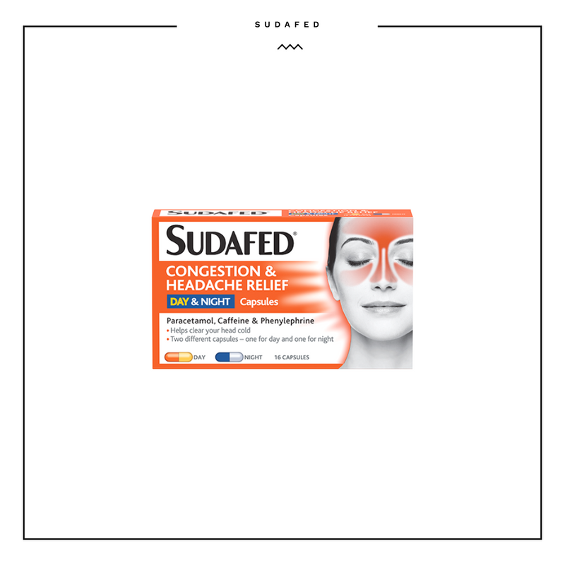 Sudafed Congestion & Headache Relief Day & Night Capsules 16caps