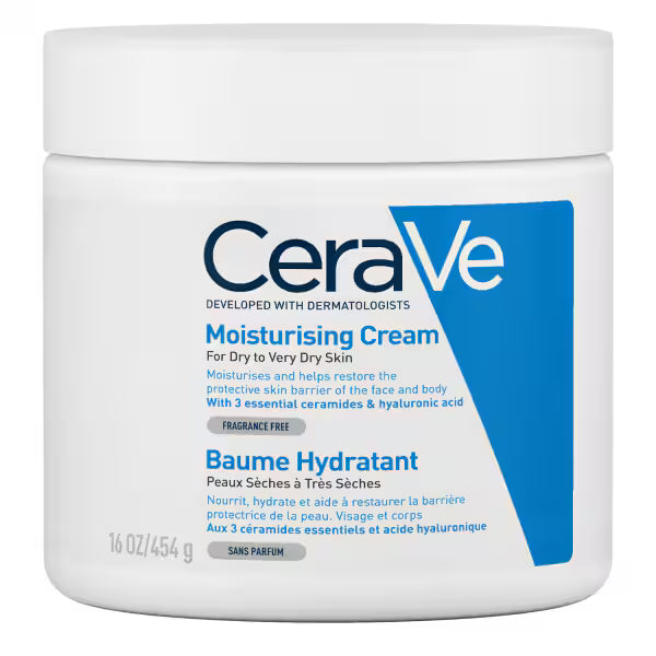 CeraVe Moisturising Cream, Face & Body, With 3 essential ceramides & hyaluronic acid, For dry to very dry skin, 454 g/16 oz