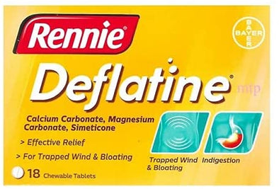 Rennie Deflatine Trapped Wind & Bloatedness Relief Sugar-Free Mint 18 Tablets