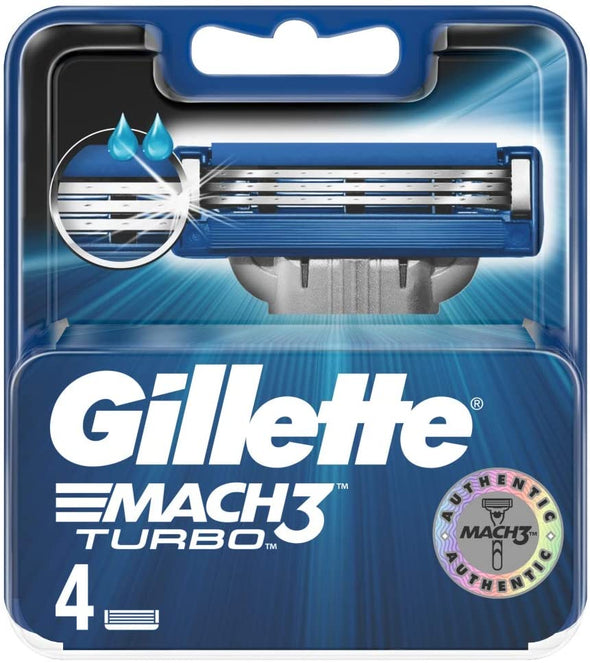 Gillette Mach3 Turbo Men's Razor Blade Refills (4 Blades)
