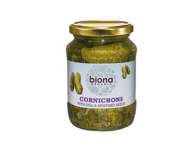 Biona Cornichons With Dill & Mustard Seeds [330g] Windmill Layered Orders Only