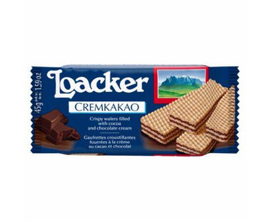 Loacker Chocolate Creme Filled Wafer [45g x 25] Loacker