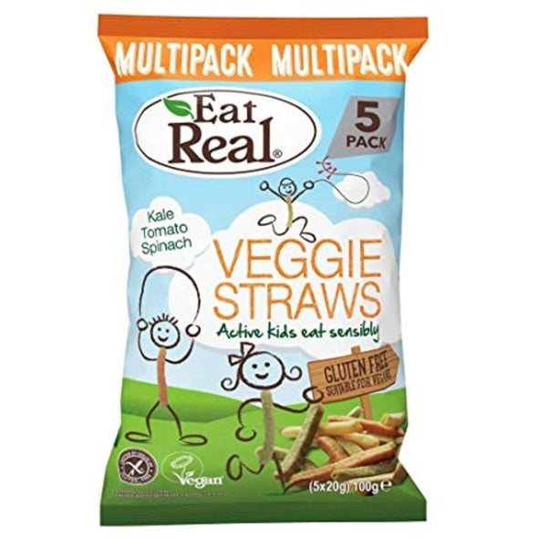 Eat Real Kiddies Veggie Straws - 5pk Multipack 100g x 8