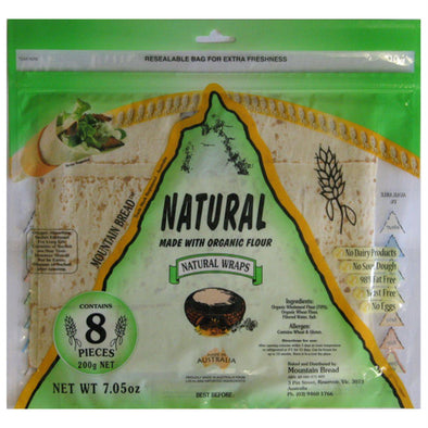 Mountain Bread Natural Wraps Made with Organic Flour 200g