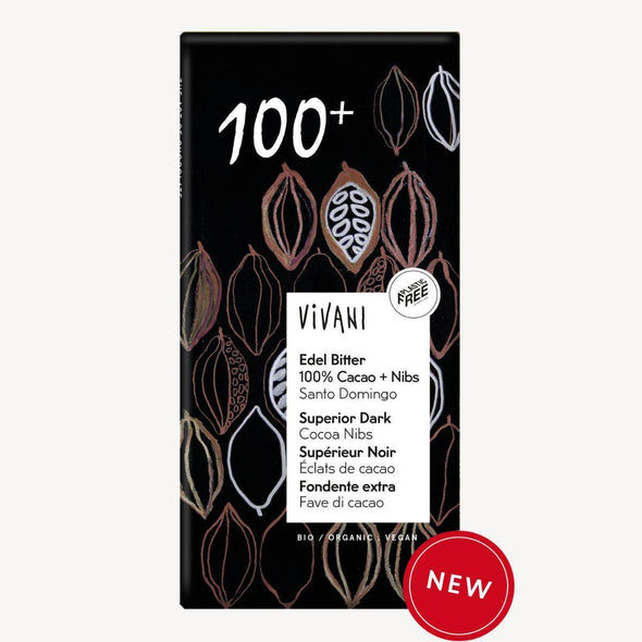 Vivani Superior Dark 100% + Cocoa Nibs Bar 80g x 10