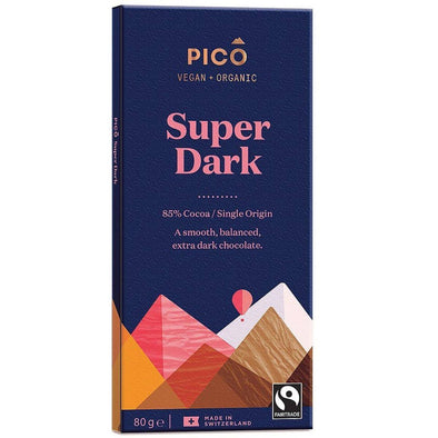 Pico Organic Super Dark Chocolate 80g x 10