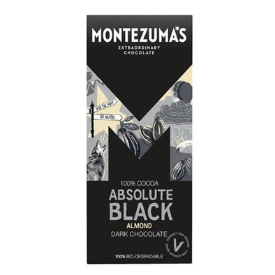Montezuma's Montezumas 100% Cocoa Absolute Black Almonds Bar 90g x 12