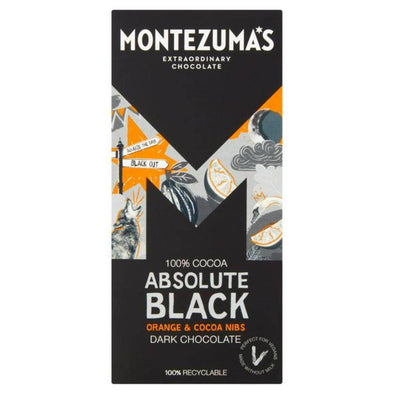 Montezuma's Montezumas 100% Cocoa Absolute Black Orange & Nibs 90g x 12