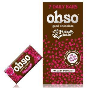 Ohso No Added Sugar 72% Dark Raspberry 7 Bar Pack 94.5g