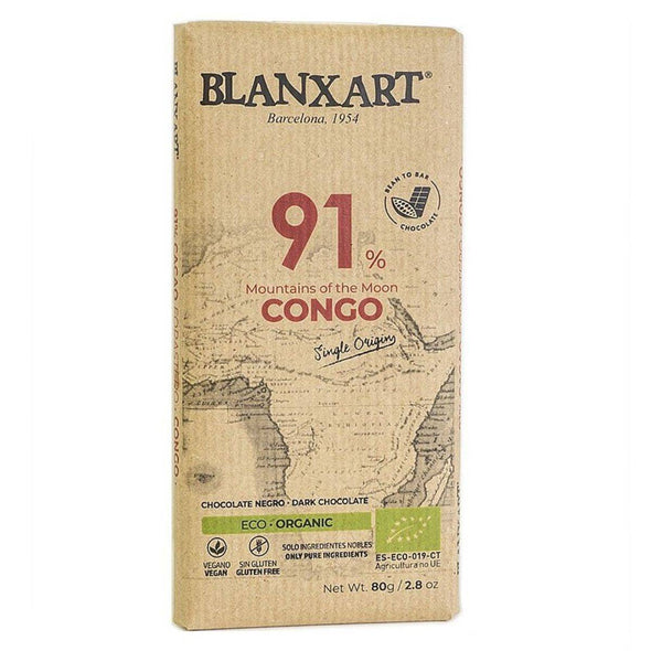 Blanxart Organic 91% Congo Chocolate 80g x 12