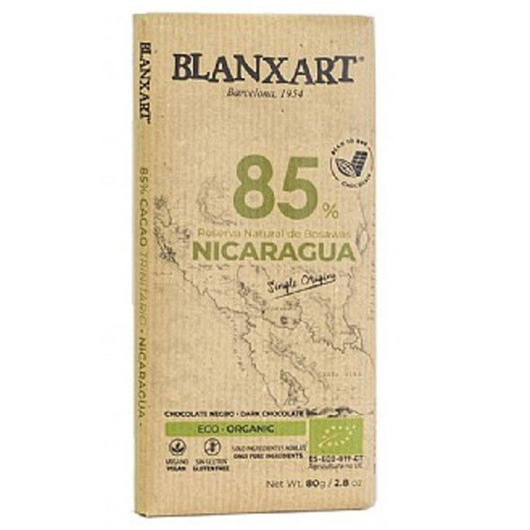 Blanxart Organic 85% Nicaragua Chocolate 80g x 12