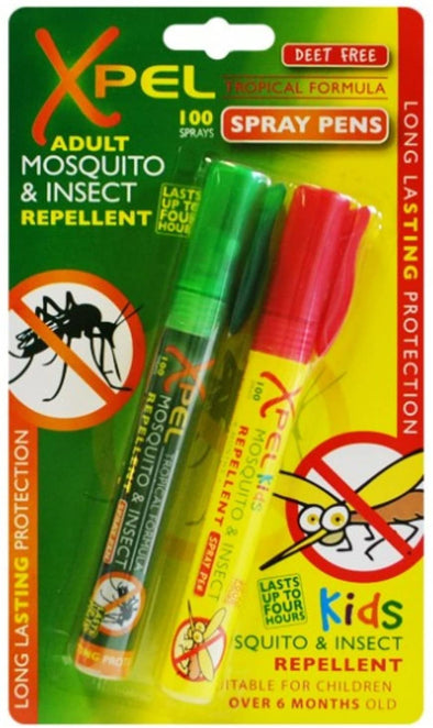Xpel Mosquito Insect Fly Bite Adult & Kids Repellent Tropical PEN Spray