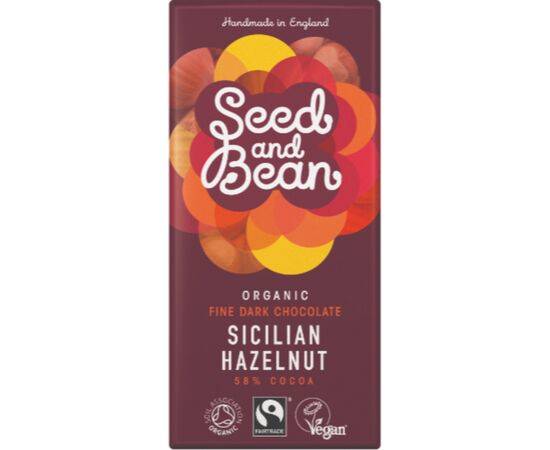 Org Seed/B Dark (58%) Sicillian Hazelnut Choc [85g x 8] Organic Seed & Bean