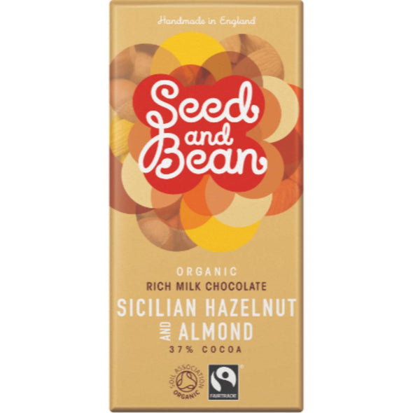 Org Seed & Bean Milk Chocolate - Sicillian Hazelnut Almond 85g x 8