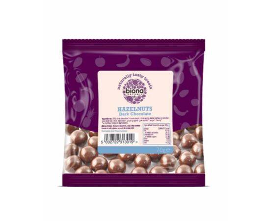 Biona Plain Chocolate Covered Hazelnuts [70g x 12] Biona