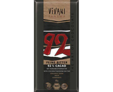 Vivani Dark Chocolate - 92% Cocoa [80g x 10] Vivani