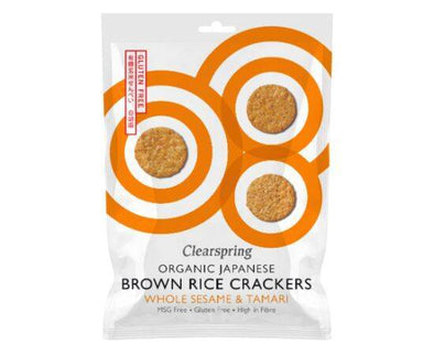 Clearspring Brown Rice Crackers - Whole Sesame [40g] Clearspring