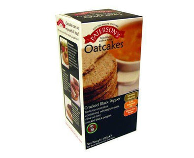 Patersons Cracked Black Pepper Oatcakes [250g x 8] Paterson Quality Scottish Bake