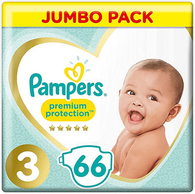 Pampers Size 3 Premium Protection Baby Nappies  (66 Nappies)