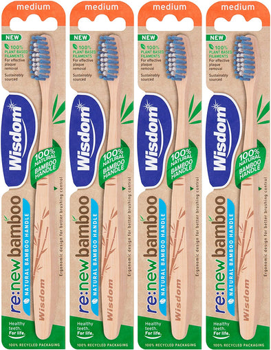 Wisdom Regular Bamboo Toothbrush Medium