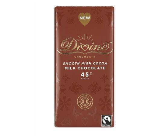 Divine High Cocoa 45% Milk Choc Bar [90g x 15] Divine Chocolate