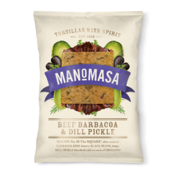 Manomasa Beef Barbacoa & Dill Pickle Tortilla Chips 160g x 12