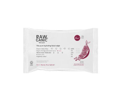 Rawganic Hydrate FacialPomegranate Wipes  [25s] Pearmine Health