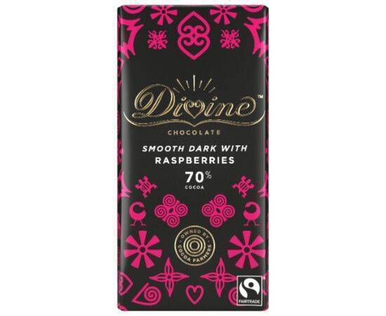 Divine 70% Dark ChocolateRaspberry [90g x 15] Divine Chocolate