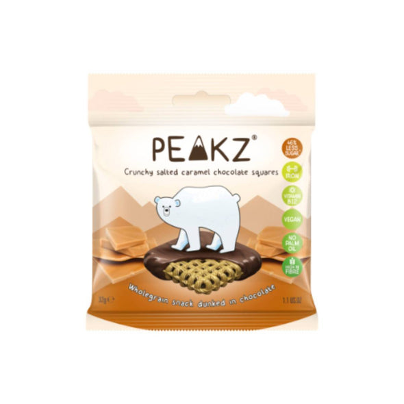 Peakz Crunchy Salted Caramel Chocolate Squares 32g x 10