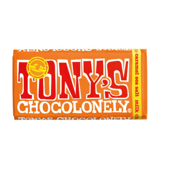 Tonys Fairtrade Milk Chocolate Caramel & Sea Salt 180g x 15