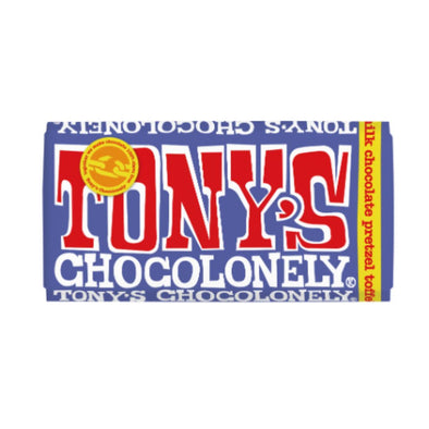 Tonys Fairtrade Dark & Milk Chocolate Pretzel Toffee 180g x 15