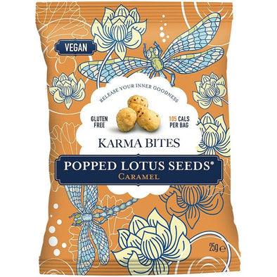 Karma Bites Popped Lotus Seeds - Caramel 25g x 12
