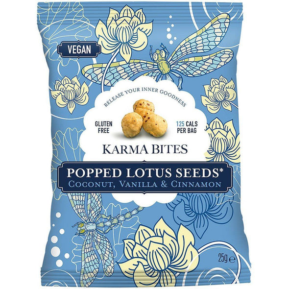 Karma Bites Popped Lotus Seeds - Coconut & Vanilla 25g x 12