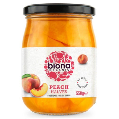 Biona Organic Peach Halves In Rice Syrup 550g