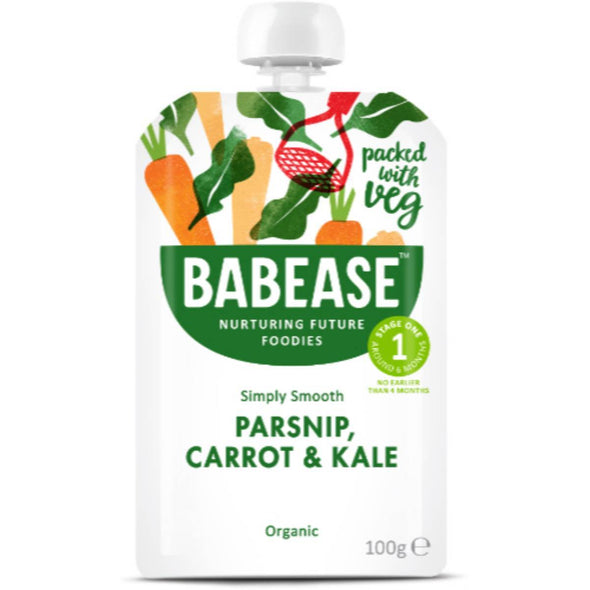 Babease Organic Parsnip Carrot & Kale 4m+ 100g x 8