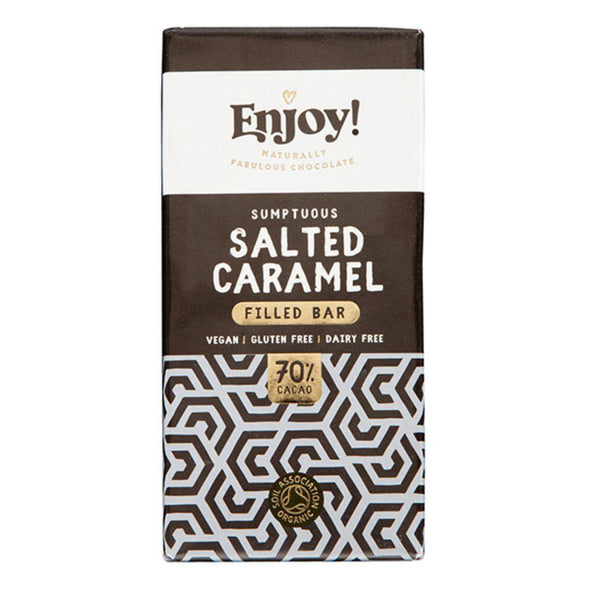 Enjoy Raw Choc Salted Caramel Filled Chocolate Bar 70g x 12