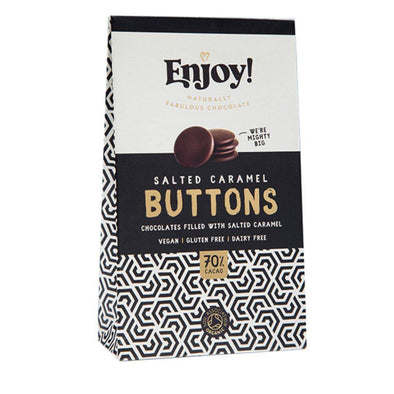 Enjoy Raw Choc Salted Caramel Filled Chocolate Buttons 96g