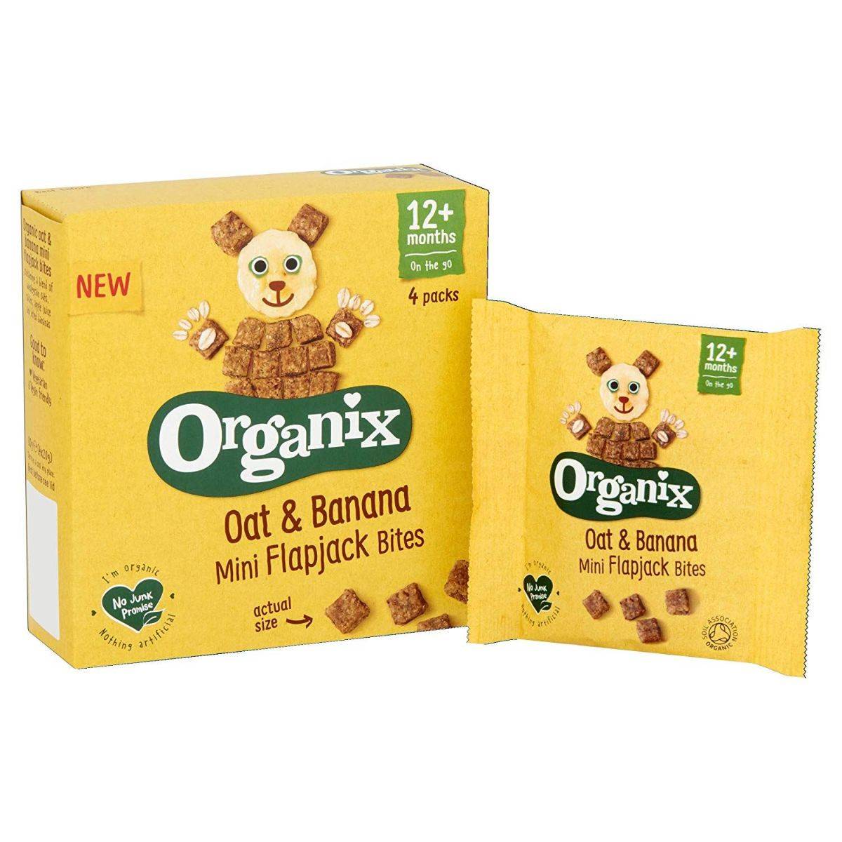 Organix Mini Flapjack Bites - Oat & Banana (20gx4) x 4