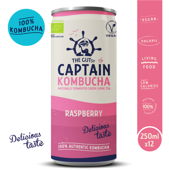 Captain Kombucha Raspberry Naturally Fermented Drink 250ml x 12