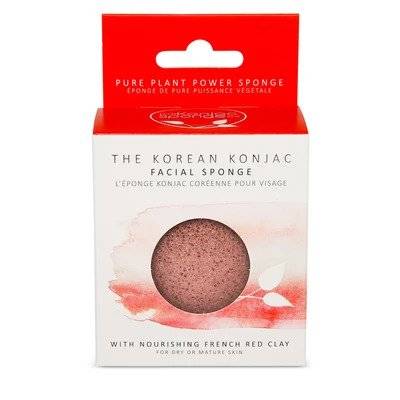 Konjac Sponge Premium Facial Puff With French Red Clay Single