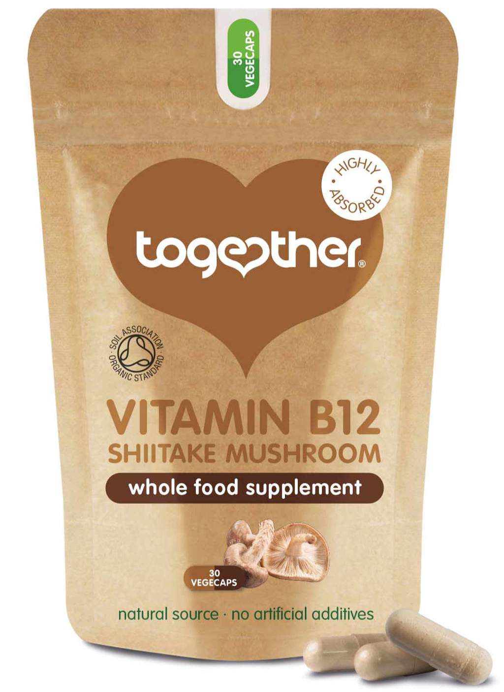Together Organic Mushroom B12 Food Supplement Capsules 30s