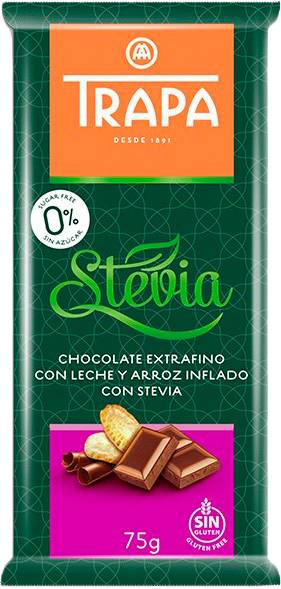 Trapa Stevia Chocolate Bar - Crunchy 75g x 18